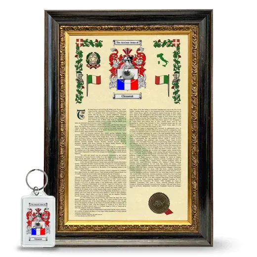 Clement Framed Armorial History and Keychain - Heirloom