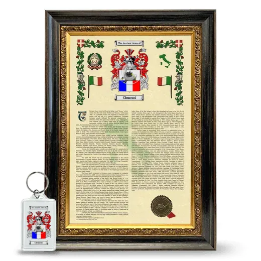 Clementi Framed Armorial History and Keychain - Heirloom