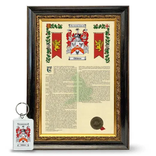 Clitheroe Framed Armorial History and Keychain - Heirloom
