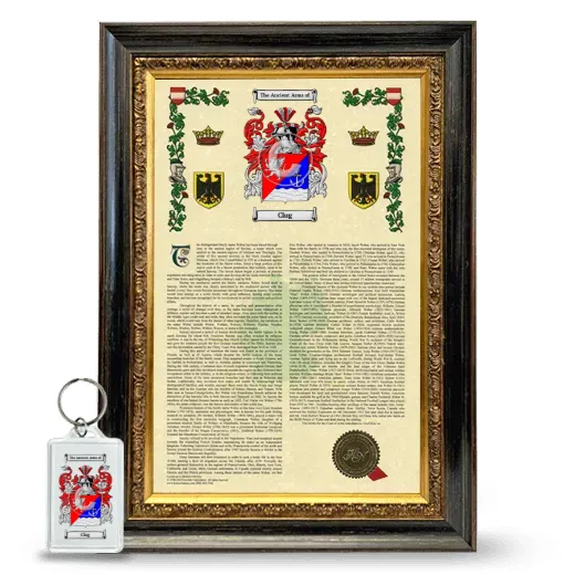 Clug Framed Armorial History and Keychain - Heirloom