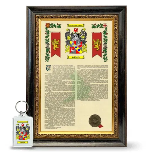 Cobleigh Framed Armorial History and Keychain - Heirloom
