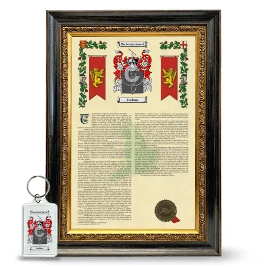 Cockun Framed Armorial History and Keychain - Heirloom