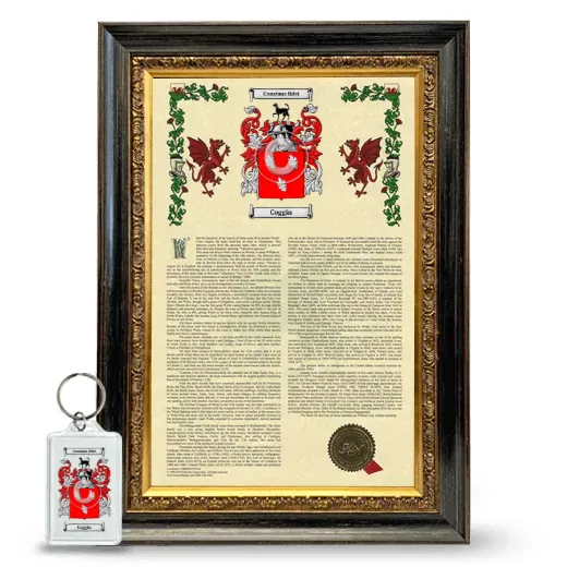 Coggin Framed Armorial History and Keychain - Heirloom