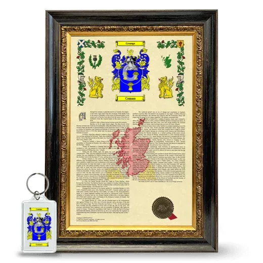 Coman Framed Armorial History and Keychain - Heirloom