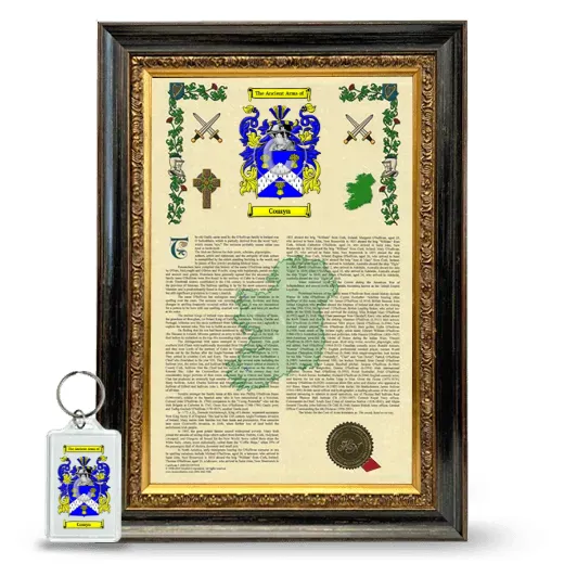 Comyn Framed Armorial History and Keychain - Heirloom