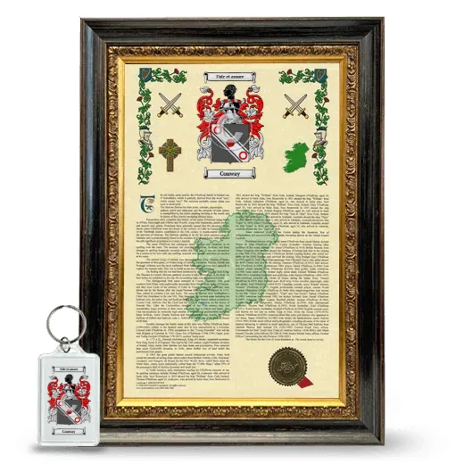 Conway Framed Armorial History and Keychain - Heirloom