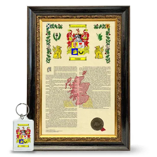 Coome Framed Armorial History and Keychain - Heirloom