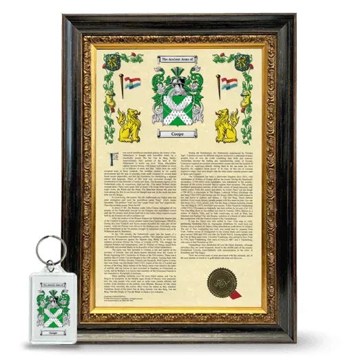 Coope Framed Armorial History and Keychain - Heirloom