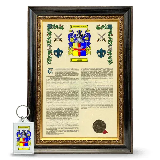 Coyer Framed Armorial History and Keychain - Heirloom
