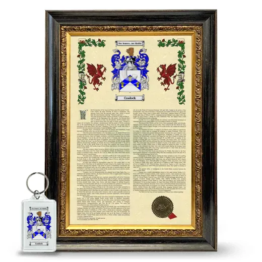 Cradock Framed Armorial History and Keychain - Heirloom