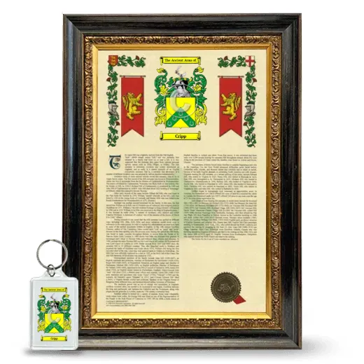 Cripp Framed Armorial History and Keychain - Heirloom