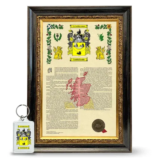 Cruickshanks Framed Armorial History and Keychain - Heirloom