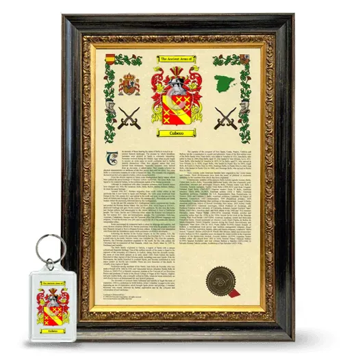 Cubero Framed Armorial History and Keychain - Heirloom