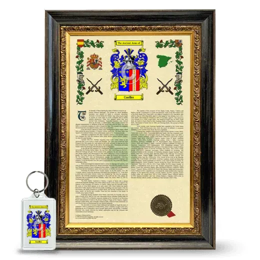 Cueller Framed Armorial History and Keychain - Heirloom