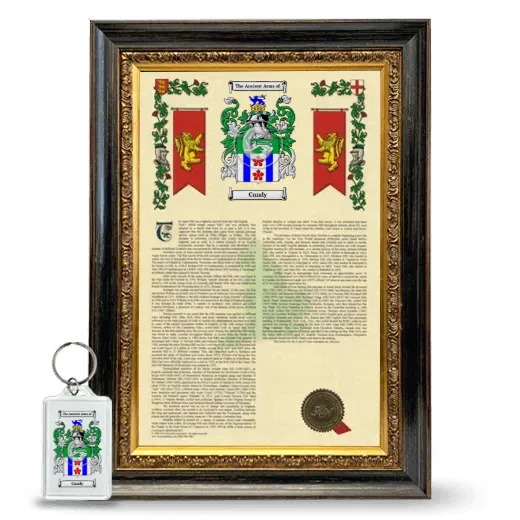 Cundy Framed Armorial History and Keychain - Heirloom