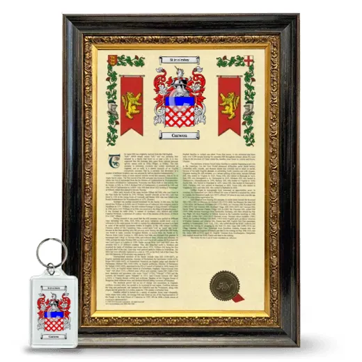Curwen Framed Armorial History and Keychain - Heirloom