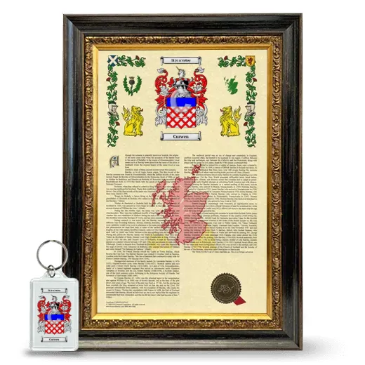 Curwen Framed Armorial History and Keychain - Heirloom