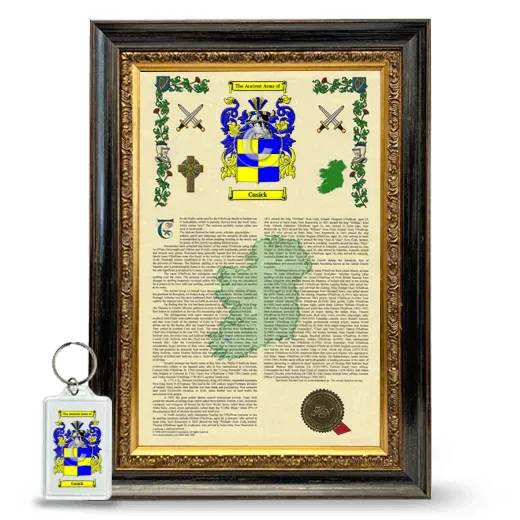 Cusick Framed Armorial History and Keychain - Heirloom