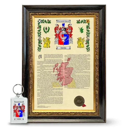 Cutchin Framed Armorial History and Keychain - Heirloom