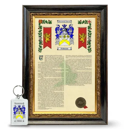 D'abernon Framed Armorial History and Keychain - Heirloom