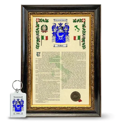D'albert Framed Armorial History and Keychain - Heirloom