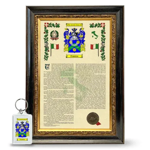 D'amiens Framed Armorial History and Keychain - Heirloom