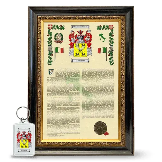 D'andrade Framed Armorial History and Keychain - Heirloom
