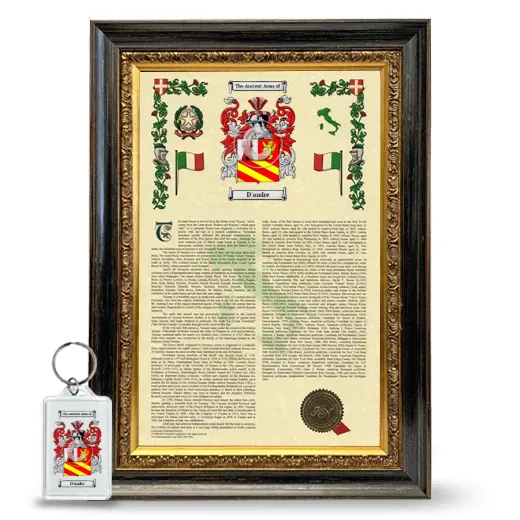 D'andre Framed Armorial History and Keychain - Heirloom