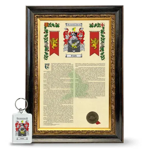 D'eath Framed Armorial History and Keychain - Heirloom