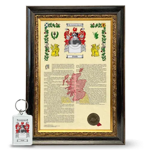 D'erth Framed Armorial History and Keychain - Heirloom