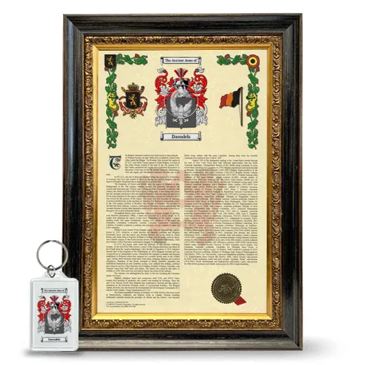 Daendels Framed Armorial History and Keychain - Heirloom