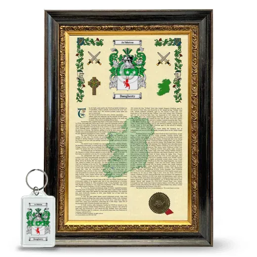 Daugherty Framed Armorial History and Keychain - Heirloom