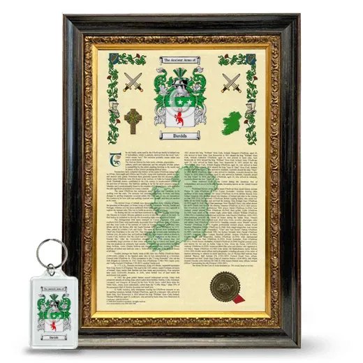 Davids Framed Armorial History and Keychain - Heirloom