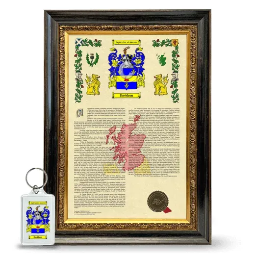 Davidson Framed Armorial History and Keychain - Heirloom