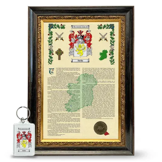 Davin Framed Armorial History and Keychain - Heirloom