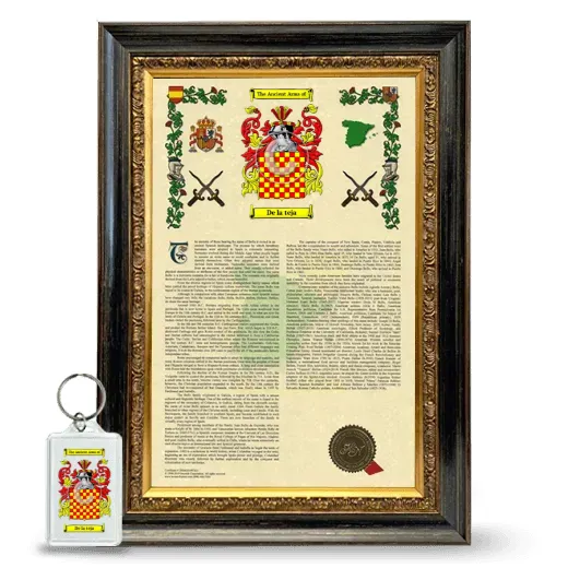 De la teja Framed Armorial History and Keychain - Heirloom