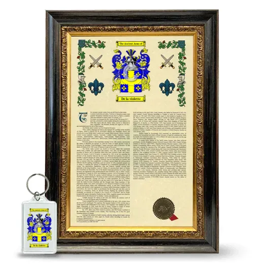 De la violette Framed Armorial History and Keychain - Heirloom