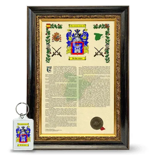 De los reyes Framed Armorial History and Keychain - Heirloom