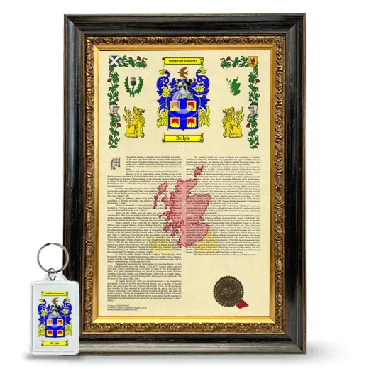 De lyle Framed Armorial History and Keychain - Heirloom