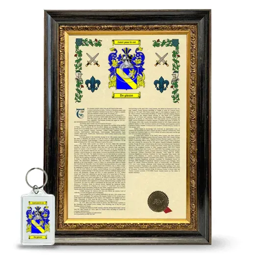 De pierre Framed Armorial History and Keychain - Heirloom