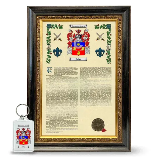 Debry Framed Armorial History and Keychain - Heirloom