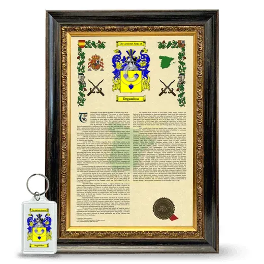 Degamboa Framed Armorial History and Keychain - Heirloom