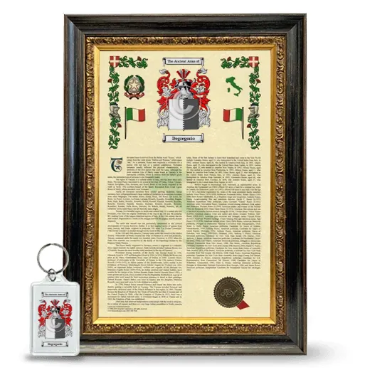 Degregorio Framed Armorial History and Keychain - Heirloom