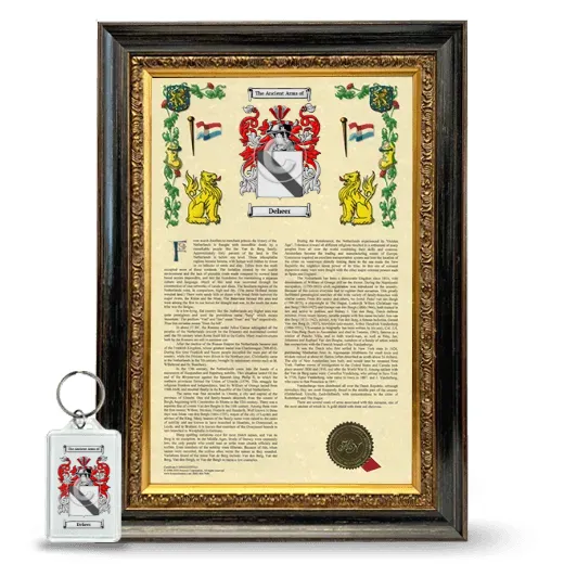 Deheer Framed Armorial History and Keychain - Heirloom