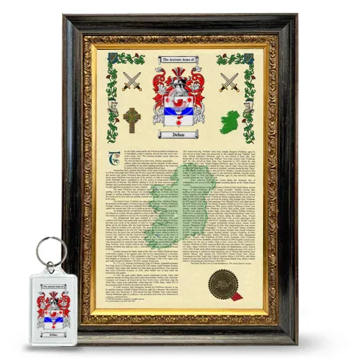 Delan Framed Armorial History and Keychain - Heirloom