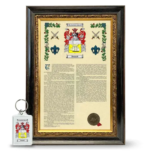 Denault Framed Armorial History and Keychain - Heirloom