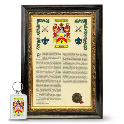 Desaix Framed Armorial History and Keychain - Heirloom