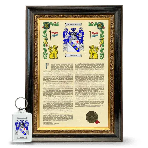 Despens Framed Armorial History and Keychain - Heirloom