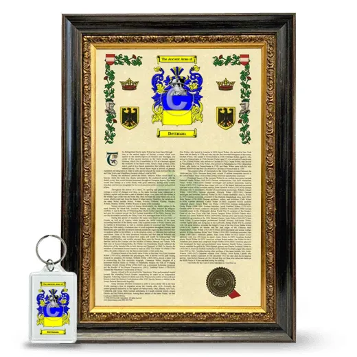 Dettman Framed Armorial History and Keychain - Heirloom