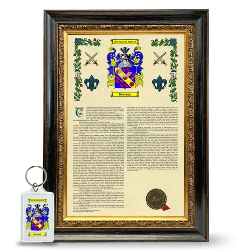 Deveaux Framed Armorial History and Keychain - Heirloom